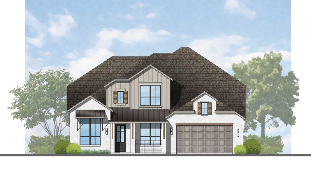 Representative rendering of the exterior for the Leyland Plan by Highland Homes (Image 6). Representative rendering of the exterior for the Leyland Plan by Highland Homes (Image 6).