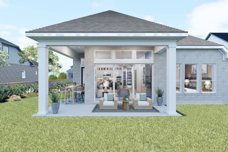 Representative exterior details of a home built from the The Carrollton by David Weekley Homes in Elyson - Reserve Collection, Katy (Image 4).