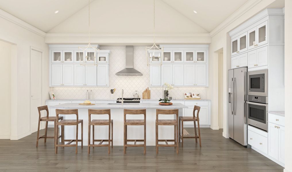 Kitchen with pendant lighting