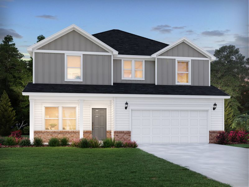 Representative exterior photo of a completed home built from the Dakota by Meritage Homes in Creek Ridge - Signature Collection, Spartanburg, SC (Image 2). Representative exterior photo of a completed home built from the Dakota by Meritage Homes in Creek Ridge - Signature Collection, Spartanburg, SC (Image 2).