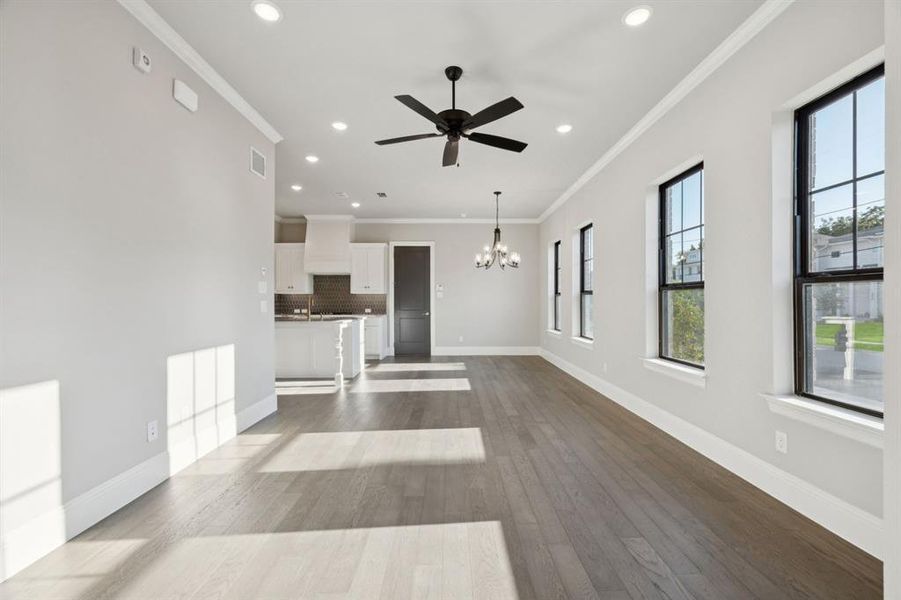 View from front entry towards dining room.
