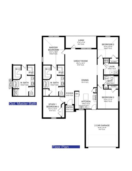 2D floor plan layout for the Plan 1835 by Adams Homes in Venice, Venice, FL (Image 3).