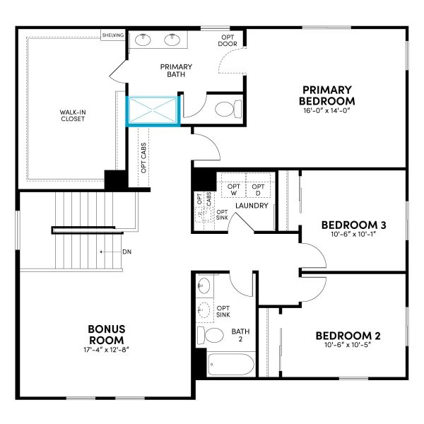 Floor 2: Shower at Primary Bath Option