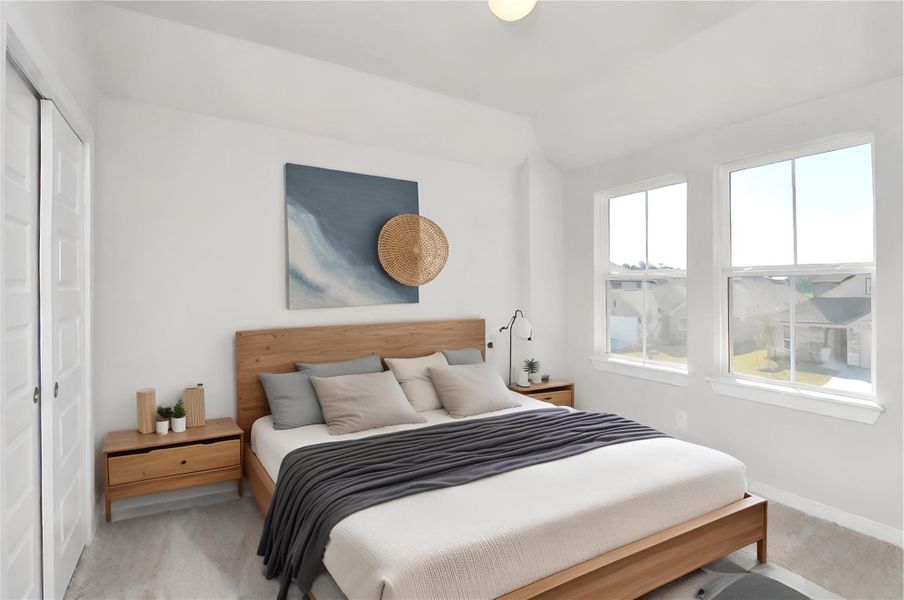 Virtually Staged - Secondary Bedroom. Sample photo of completed home with similar floor plan. Actual colors and selections may vary.