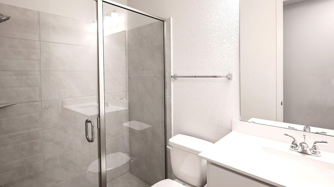 Furnished interior view inside a new home in 6 Creeks 50', Kyle (Image 7).