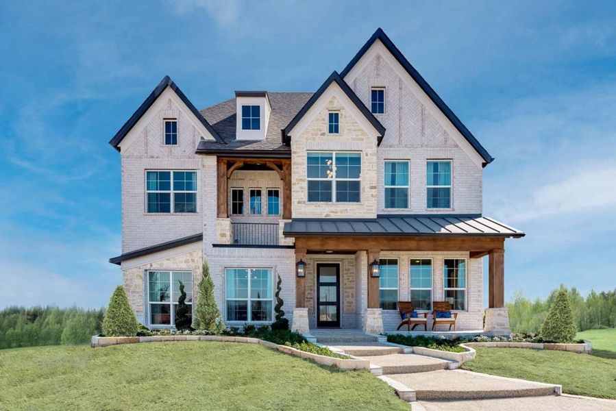 Representative exterior photo of a completed home built from the Grand Whitehall II by Grand Homes in Dominion of Pleasant Valley, Wylie, TX (Image 21).