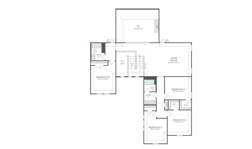 2D floor plan layout for the Owen by Tri Pointe Homes in Inspiration Collection at LaPrelle, Fort Worth, TX (Image 3).