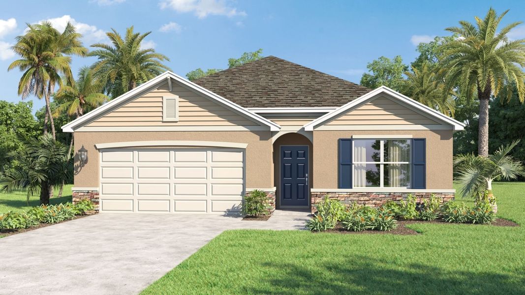 Representative exterior photo of a completed home built from the Cali by D.R. Horton in Kindred, Kissimmee, FL (Image 16).