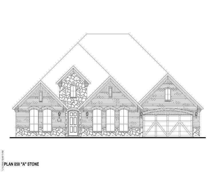 Plan 850 Elevation A w/ Stone