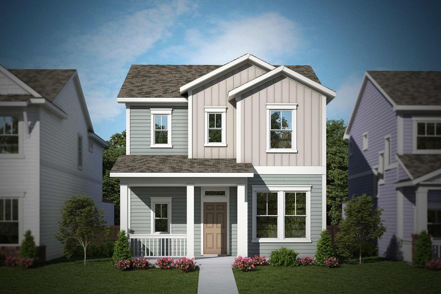 Front exterior of a home in the Revel Crossing at Wolf Ranch – The Outlook Collection community, located in Colorado Springs, CO (Image 14).