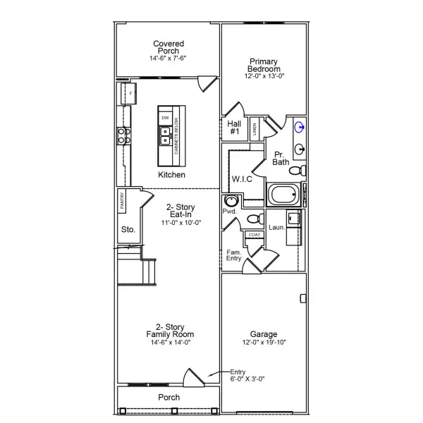 2D floor plan layout of this home in Avenue One, Castle Hayne, NC (Image 3).