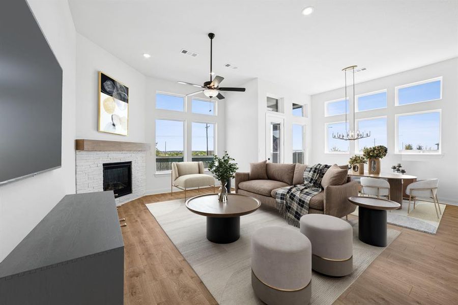 Furnished interior view inside a new home in Pecan Square - Gardens, Northlake (Image 8). Furnished interior view inside a new home in Pecan Square - Gardens, Northlake (Image 8).
