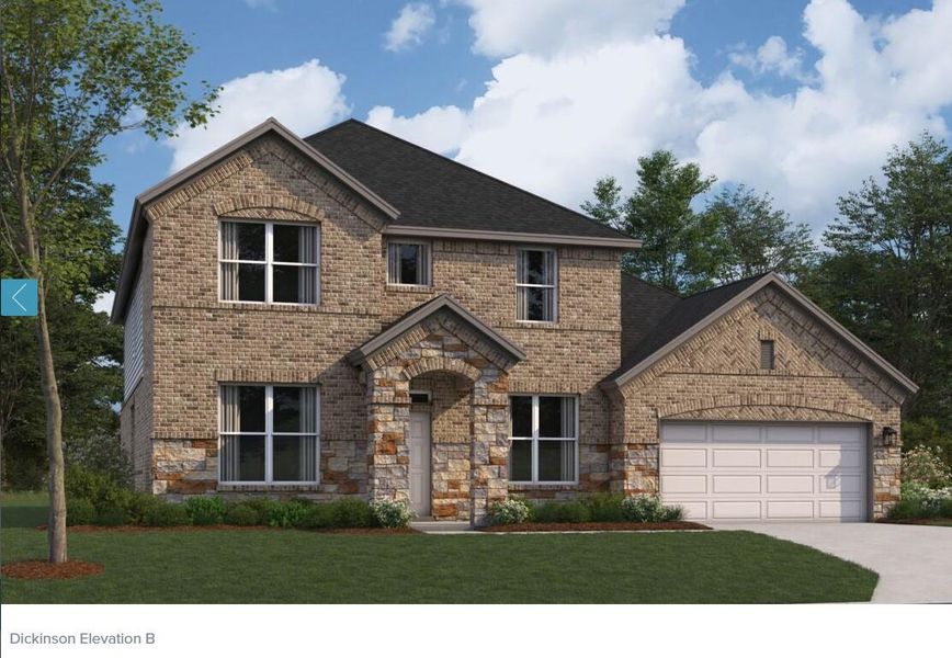 Front exterior of a new home in Edgewood, Leander, TX, highlighting curb appeal (Image 1).