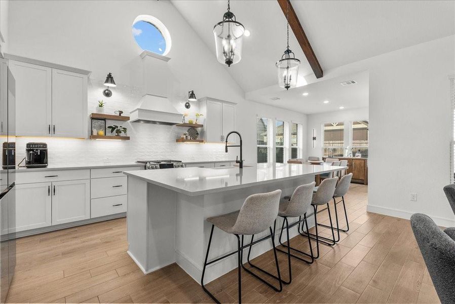 Gorgeous kitchen with huge island.