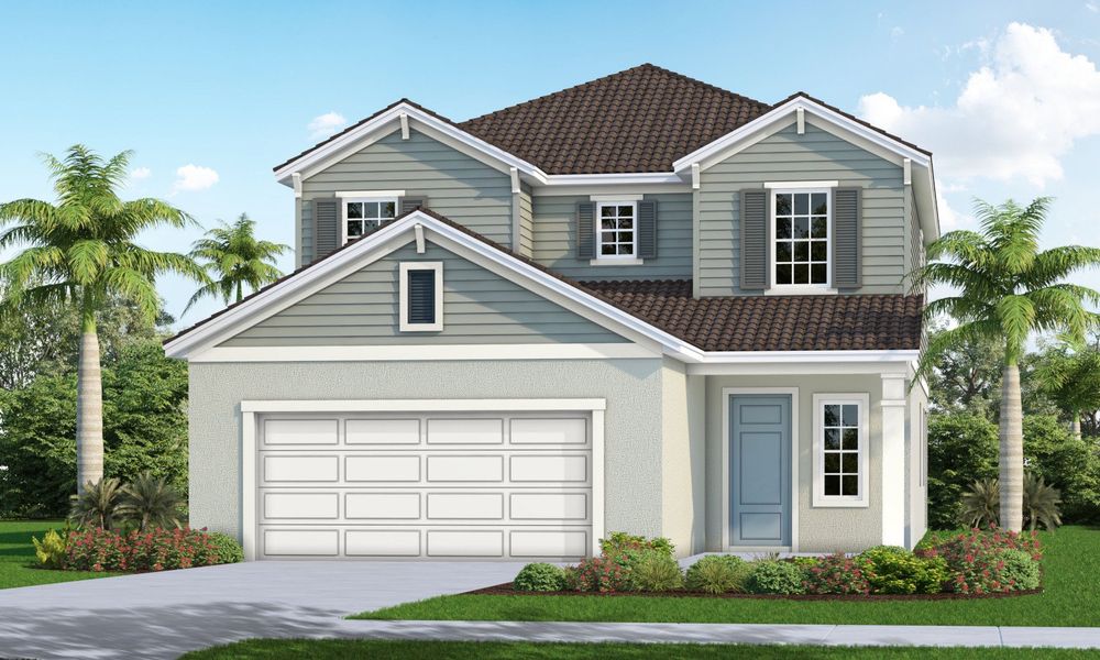 Representative exterior photo of a completed home built from the Vision by Neal Communities in Palm Grove, Bradenton, FL (Image 2). Representative exterior photo of a completed home built from the Vision by Neal Communities in Palm Grove, Bradenton, FL (Image 2).