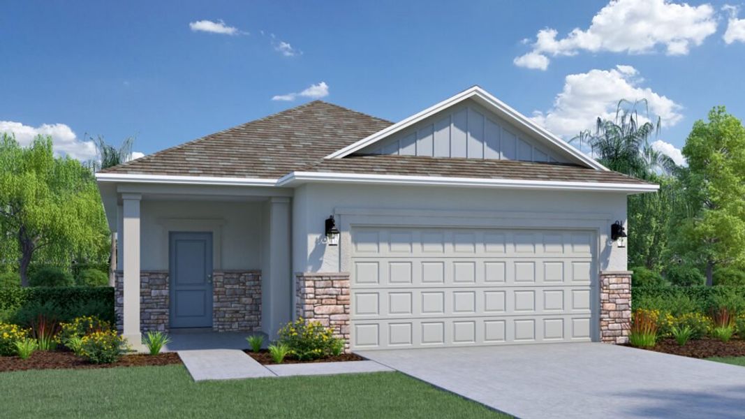 Representative exterior photo of a completed home built from the Marianna by Holiday Builders in Pineapple Grove, Port St. Lucie, FL (Image 6).