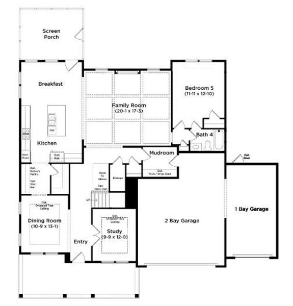 2D floor plan layout of this home in Pamlico Terrace, Awendaw, SC (Image 3).