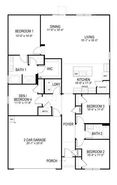 2D floor plan layout for the Cali by D.R. Horton in Northwoods at Mirror Lake, Villa Rica, GA (Image 3). 2D floor plan layout for the Cali by D.R. Horton in Northwoods at Mirror Lake, Villa Rica, GA (Image 3).