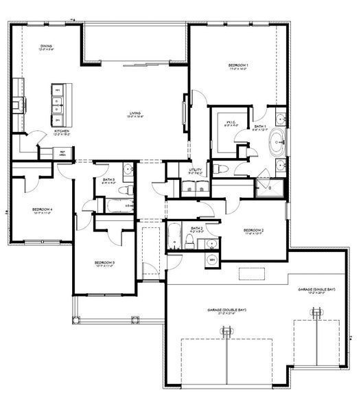 2D floor plan layout of this home in Bella Charca, Nolanville, TX (Image 3).
