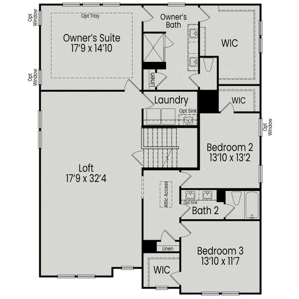 2D floor plan layout for the The Beech B by Davidson Homes LLC in Enclave at Belmont, Belmont, NC (Image 6).