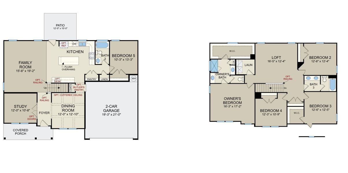 2D floor plan layout for the Southport - 17456 by Dream Finders Homes in Griffon Pointe, Lillington, NC (Image 3). 2D floor plan layout for the Southport - 17456 by Dream Finders Homes in Griffon Pointe, Lillington, NC (Image 3).