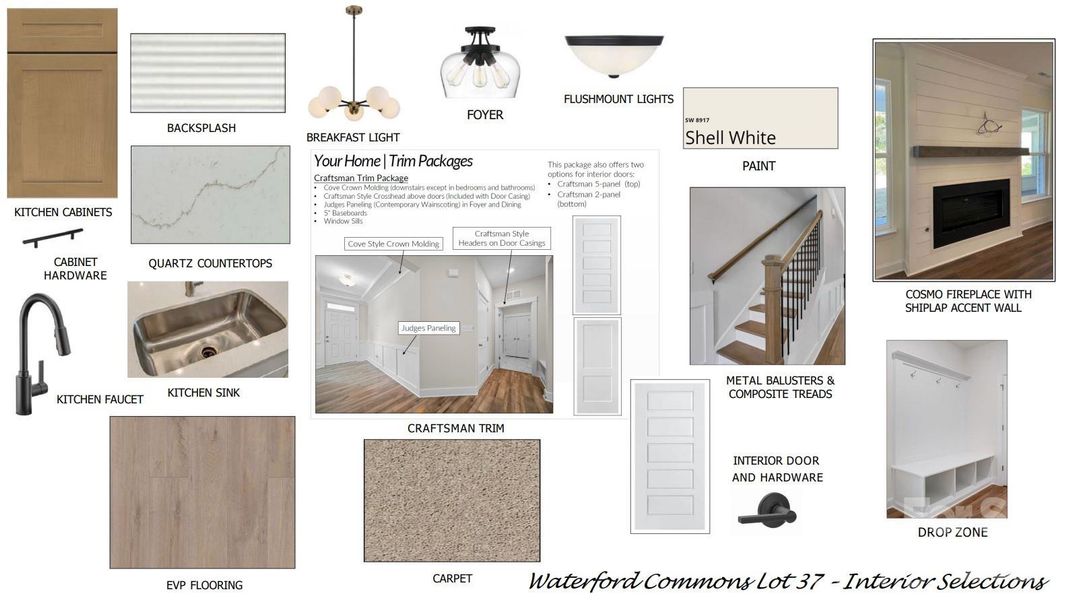 Visual representation of design selections
