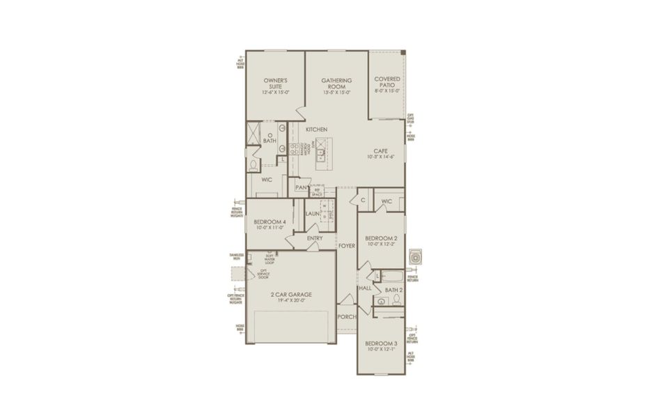 2D floor plan layout of this home in Festival Foothills, Buckeye, AZ (Image 3).