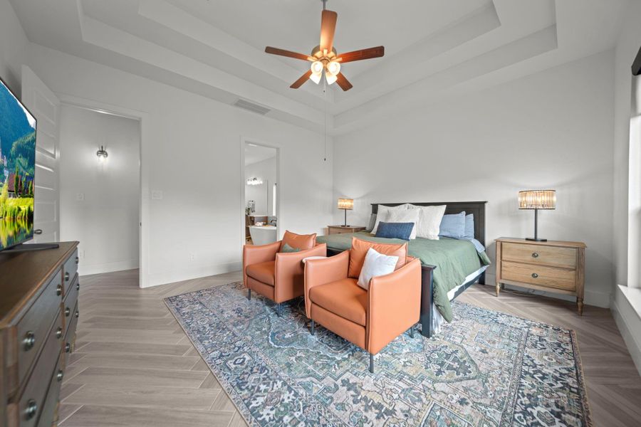 Primary suite features ample room for sitting or reading space or relaxing. Primary suite features ample room for sitting or reading space or relaxing.