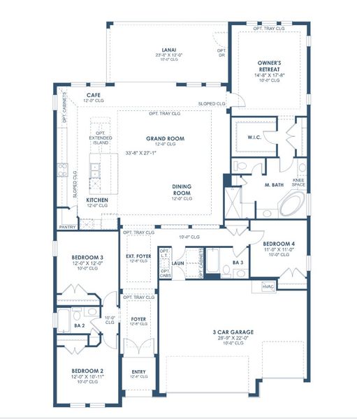 2D floor plan layout for the Biscayne by Homes by WestBay in Hawkstone, Lithia, FL (Image 3).