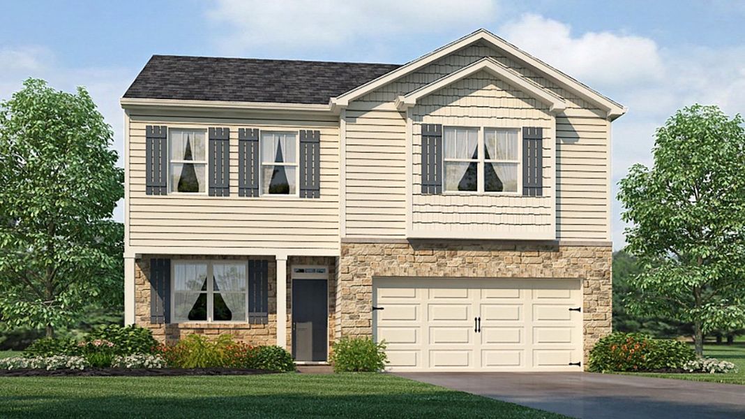 Representative exterior photo of a completed home built from the PENWELL by D.R. Horton in Fairhaven, Lithia Springs, GA (Image 1).