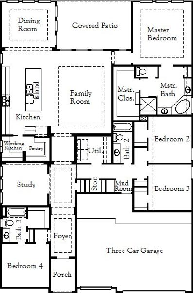 2D floor plan layout of this home in Parmer Ranch, Georgetown, TX (Image 3).