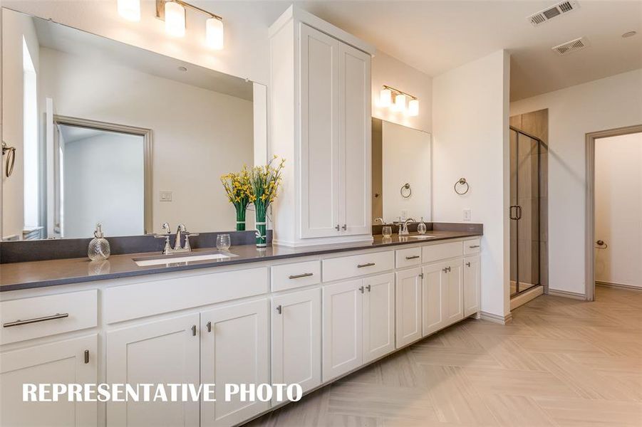 Plenty of space for two in this wonderful owner's bath.  REPRESENTATIVE PHOTO