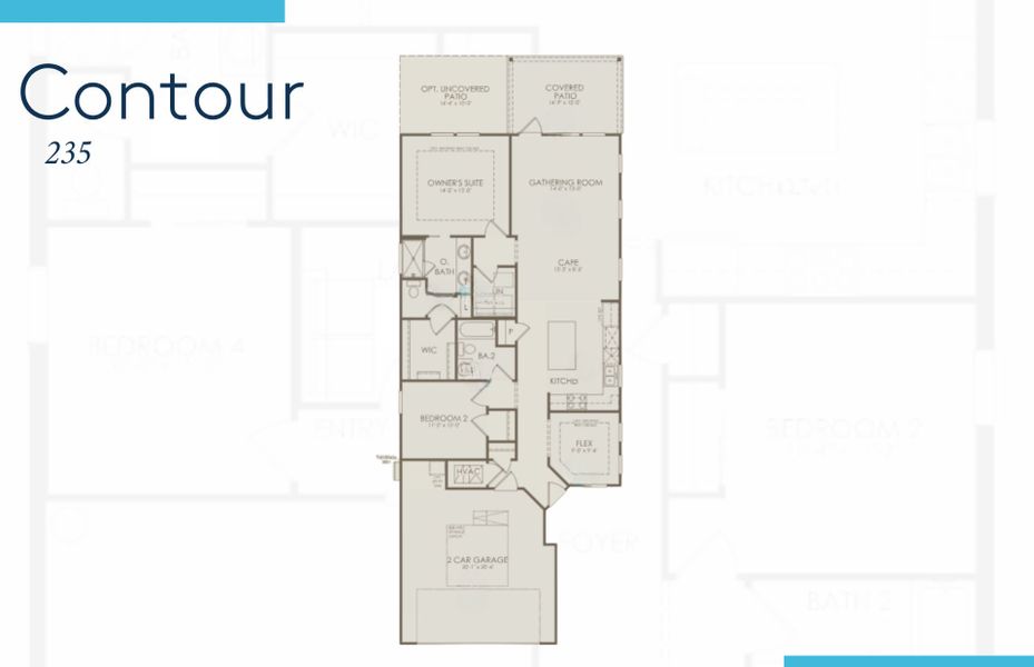 2D floor plan layout of this home in Del Webb Wilmington at Mallory Creek, Leland, NC (Image 3).