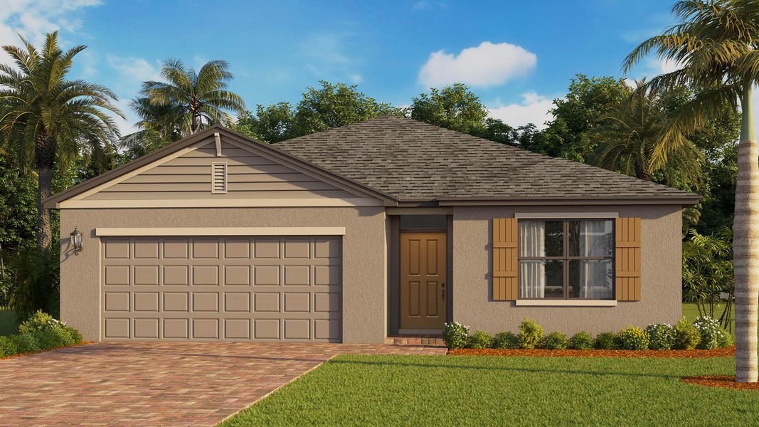 Front exterior of a new home in Morningside, Fort Pierce, FL, highlighting curb appeal (Image 17).