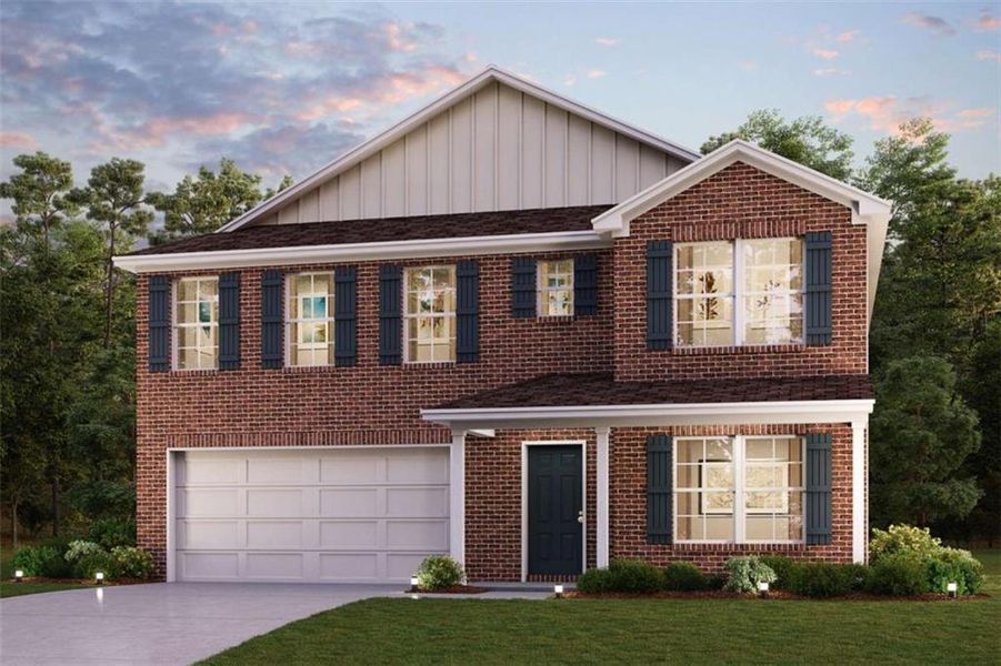 Front exterior of a new home in David's Place, Warner Robins, GA, highlighting curb appeal (Image 1).