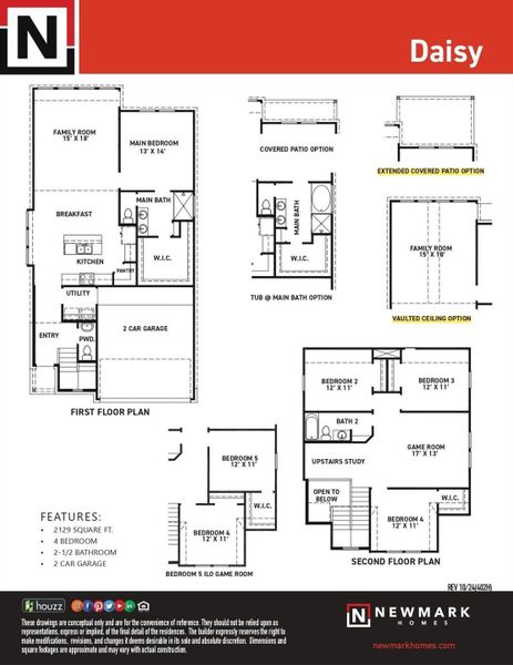 2D floor plan layout of this home in Meridiana 40', 65', Iowa Colony, TX (Image 4).