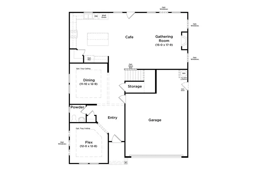 2D floor plan layout for the Wynwood by DRB Homes in Hamilton Lakes, Loganville, GA (Image 4).