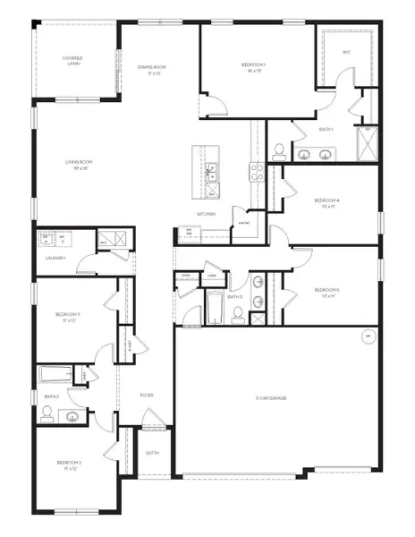 2D floor plan layout for the Covington by D.R. Horton in Somerset Bay, Spring Hill, FL (Image 3). 2D floor plan layout for the Covington by D.R. Horton in Somerset Bay, Spring Hill, FL (Image 3).