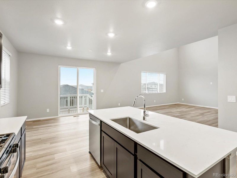 Furnished interior view inside a new home in Buffalo Highlands: The Flora Collection, Commerce City (Image 7). Furnished interior view inside a new home in Buffalo Highlands: The Flora Collection, Commerce City (Image 7).