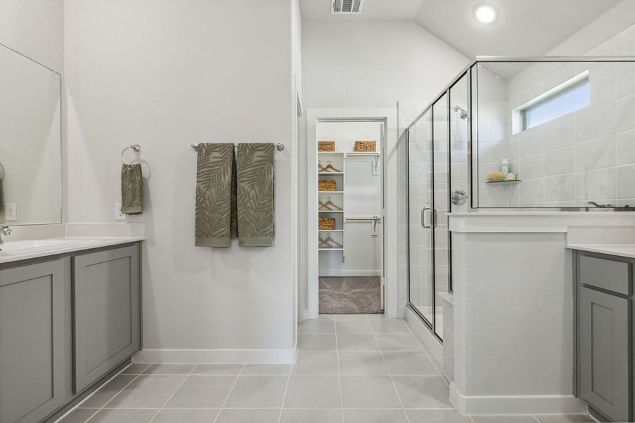 Primary Bathroom in the Diamond home plan by Trophy Signature Homes