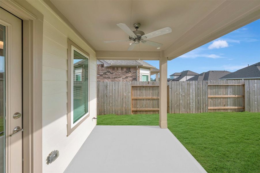 Exterior details and patio area of a home in Sorella, Tomball (Image 3). Exterior details and patio area of a home in Sorella, Tomball (Image 3).