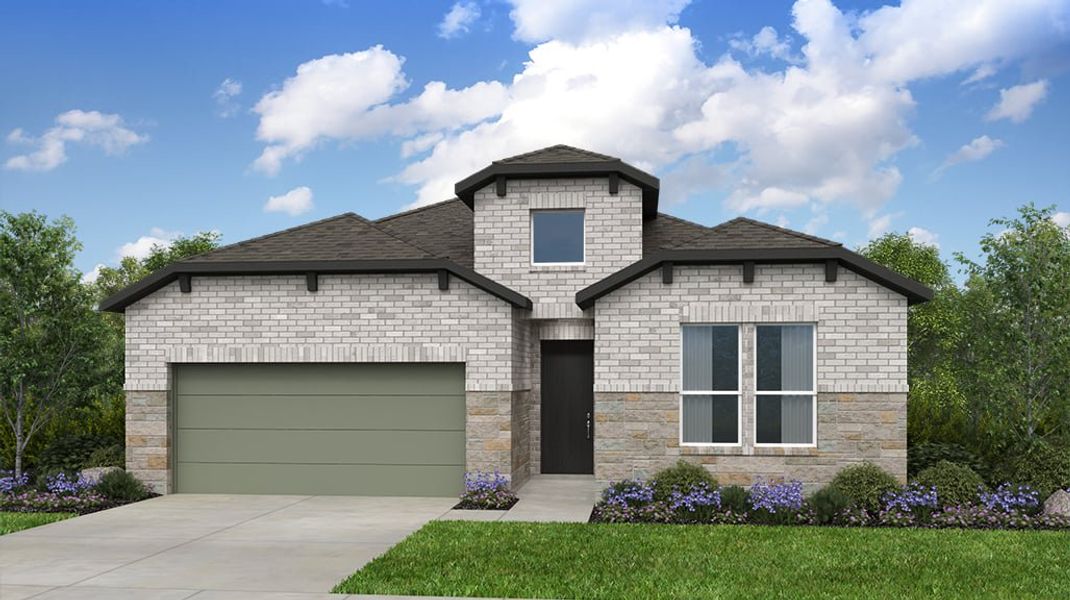 Representative exterior photo of a completed home built from the Lamar by Taylor Morrison in Silverleaf 50s, Cedar Creek, TX (Image 4). Representative exterior photo of a completed home built from the Lamar by Taylor Morrison in Silverleaf 50s, Cedar Creek, TX (Image 4).