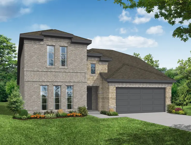 Representative exterior photo of a completed home built from the Phoenix by Impression Homes in De Berry Reserve, Royse City, TX (Image 9). Representative exterior photo of a completed home built from the Phoenix by Impression Homes in De Berry Reserve, Royse City, TX (Image 9).