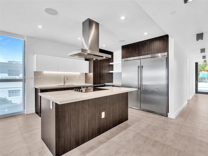 Custom kitchen with island.