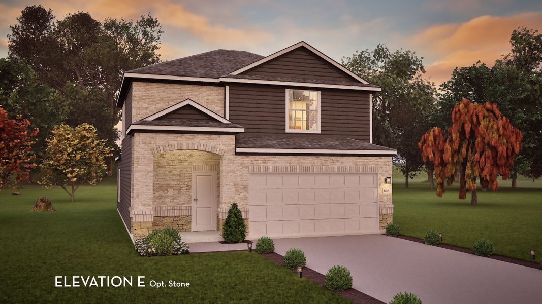 Representative exterior photo of a completed home built from the Elm by CastleRock Communities in Caney Mills, Conroe, TX (Image 19).