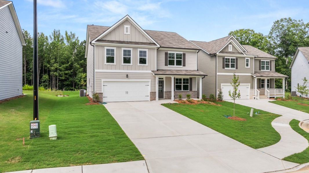 Representative exterior photo of a completed home built from the Hanover by D.R. Horton in Lost Creek, Dallas, GA (Image 2). Representative exterior photo of a completed home built from the Hanover by D.R. Horton in Lost Creek, Dallas, GA (Image 2).