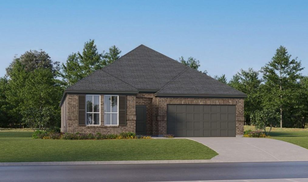 Front exterior of a new home in Canterra Creek, Rosharon, TX, highlighting curb appeal (Image 1). Front exterior of a new home in Canterra Creek, Rosharon, TX, highlighting curb appeal (Image 1).