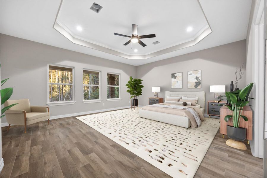 Primary bedroom virtually staged Primary bedroom virtually staged