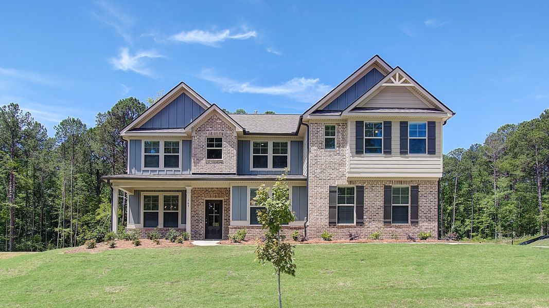Representative exterior photo of a completed home built from the Rosemary II by DRB Homes in Saddleridge, Senoia, GA (Image 1).