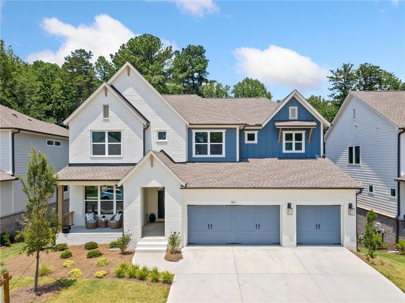 Front exterior of a new home in , Woodstock, GA, highlighting curb appeal (Image 32). Front exterior of a new home in , Woodstock, GA, highlighting curb appeal (Image 32).